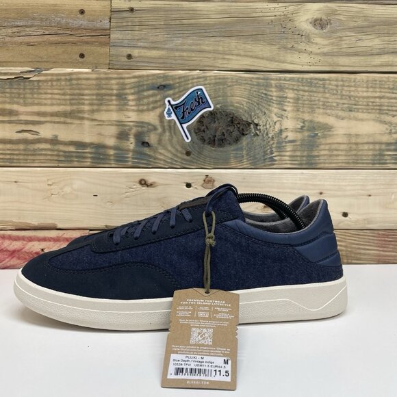 OluKai Puliki Drop-In Heel Casual Cotton Shoes Men’s Size 11.5 Indigo Suede - Picture 3 of 12